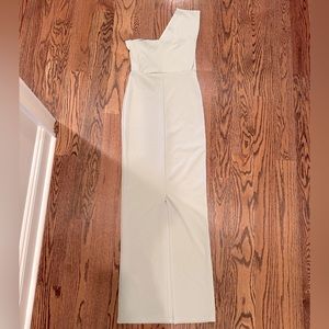 Long sage green one shoulder dress